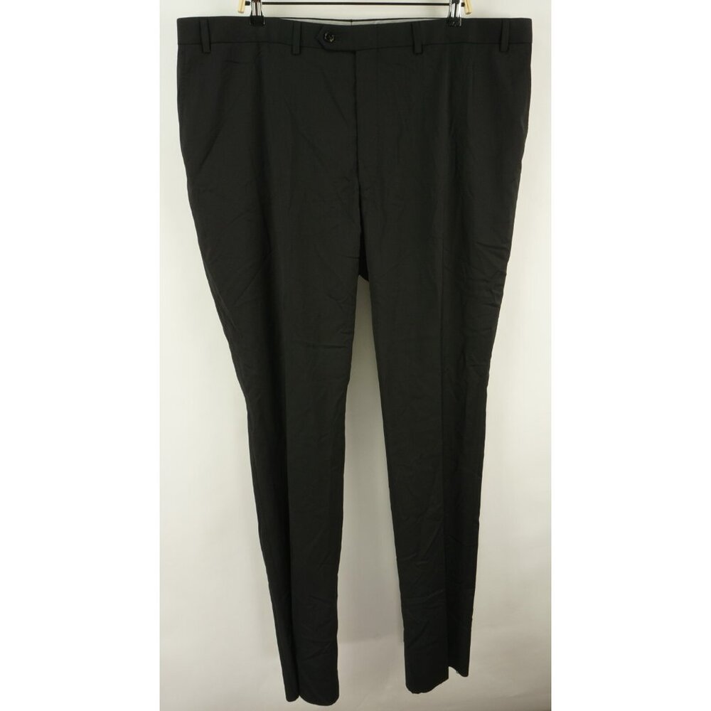 New Hart Schaffner Marx New York Men's 45R Black Wool Stretch Flat Suit Pants